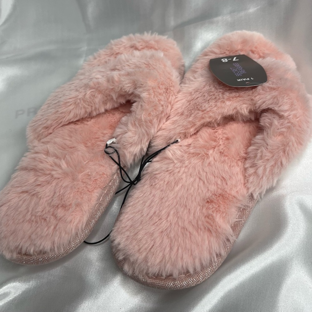 Secret Treasures Women’s Cozy Memory Foam Thong Slippers Sz 7-8 Blush Pink NWT